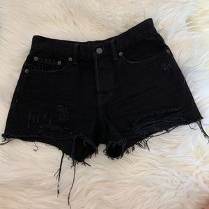 Free People Black Denim Shorts